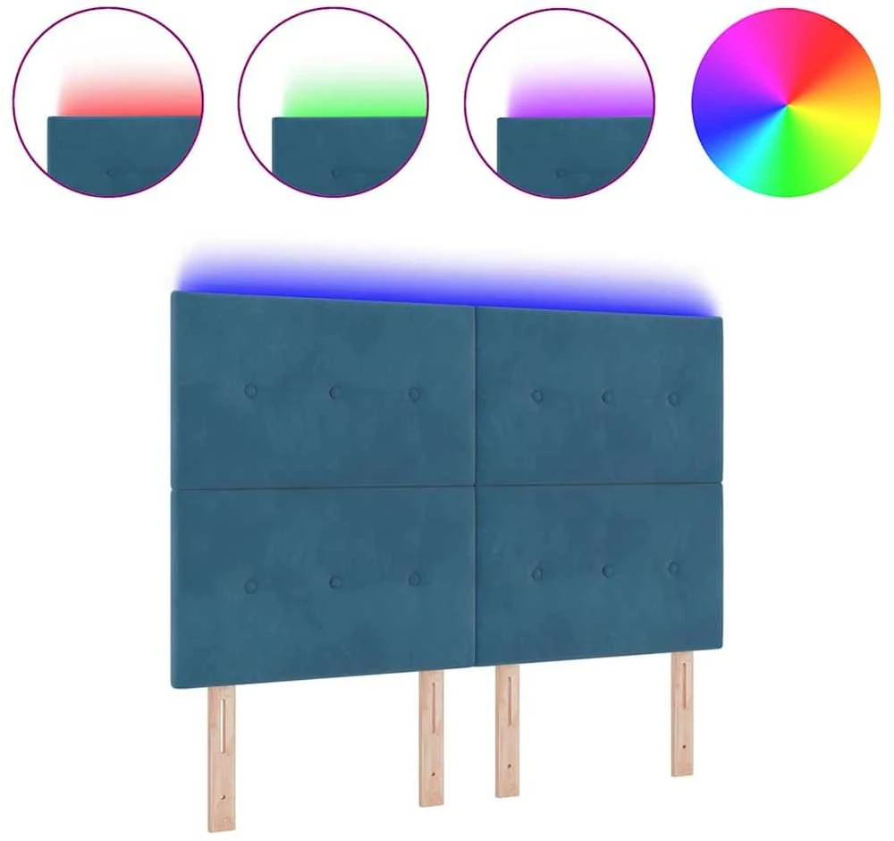 LED galvūgalis su LED juostelėmis Mėlyna 144 cm Aksomas