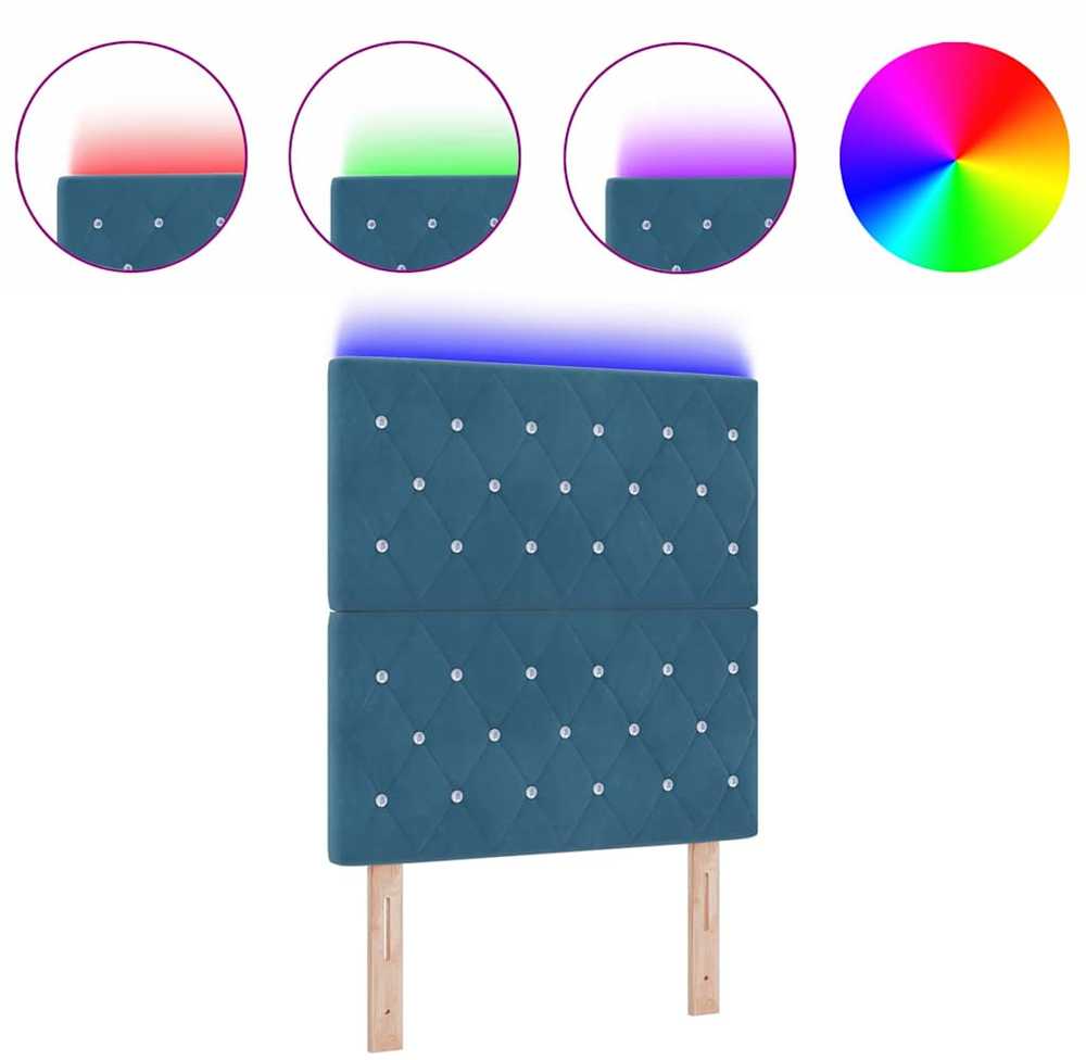 LED galvūgalis su LED juostelėmis Tamsiai mėlyna 80 cm Aksomas