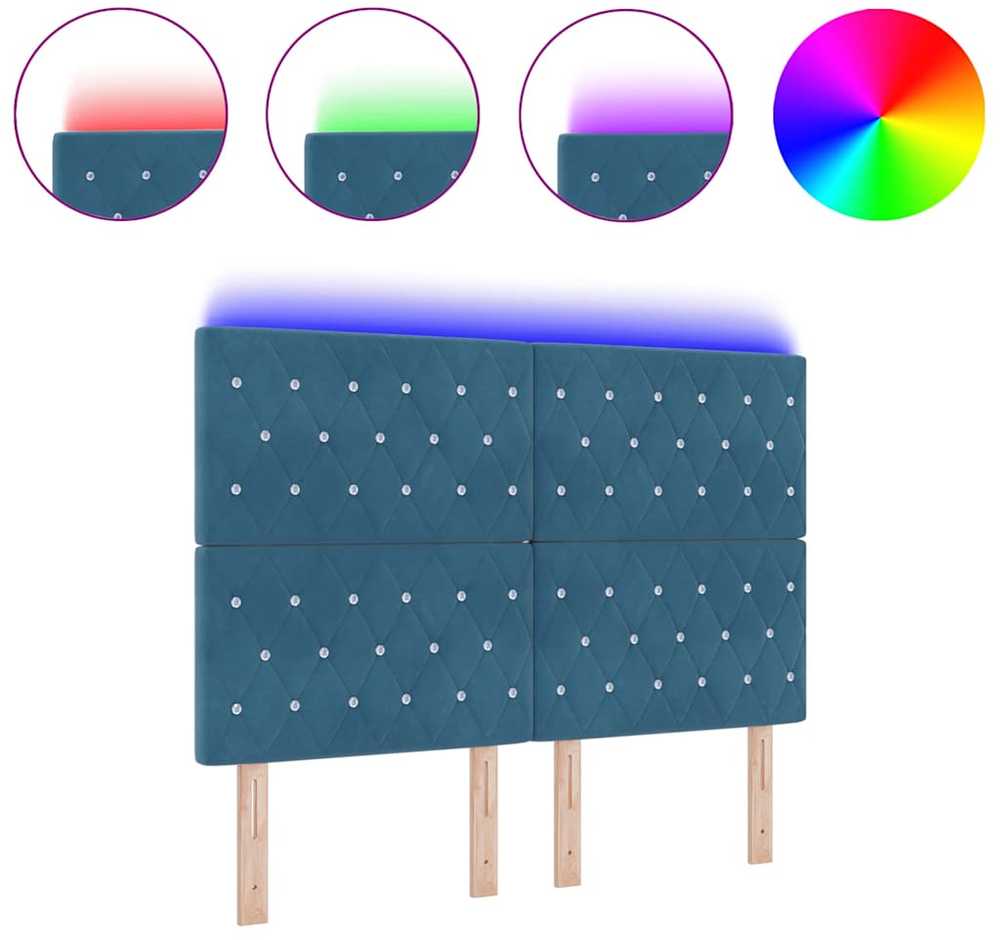 LED galvūgalis su LED juostelėmis Tamsiai mėlyna 160 cm Aksomas