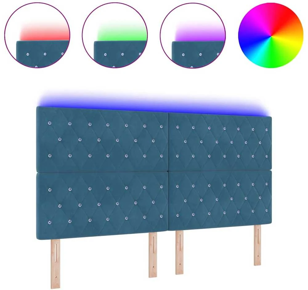 LED galvūgalis su LED juostelėmis Tamsiai mėlyna 180 cm Aksomas