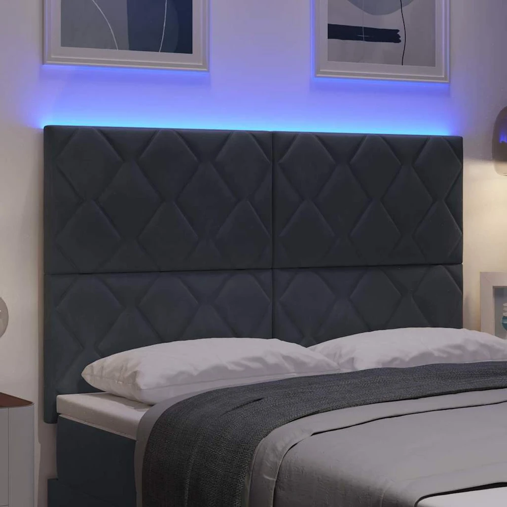LED galvūgalis Tamsiai pilka 160 cm Aksomas