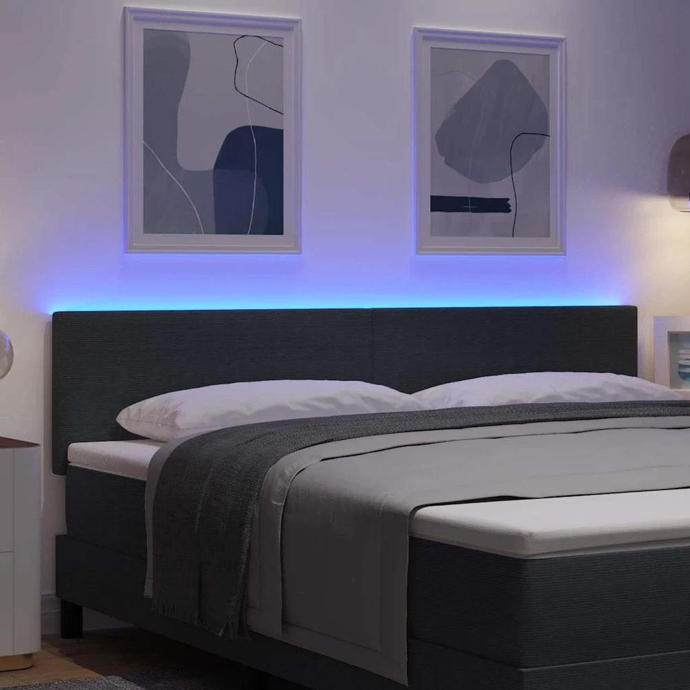 LED galvūgalis Tamsiai pilka 180 cm Kordūrinis audinys