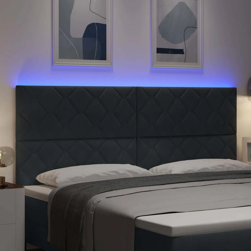 LED galvūgalis Tamsiai pilka 200 cm Aksomas