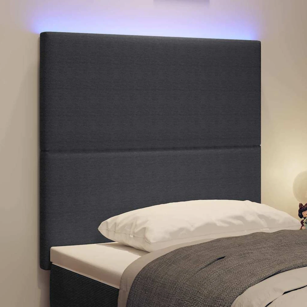 LED galvūgalis Tamsiai pilka 90 cm Kordūrinis audinys