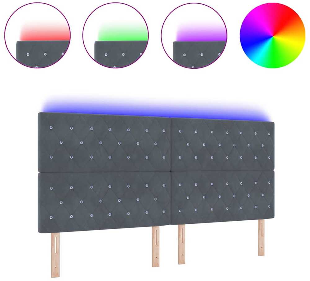 LED galvūgalis su LED juostelėmis Tamsiai pilka 200 cm Aksomas