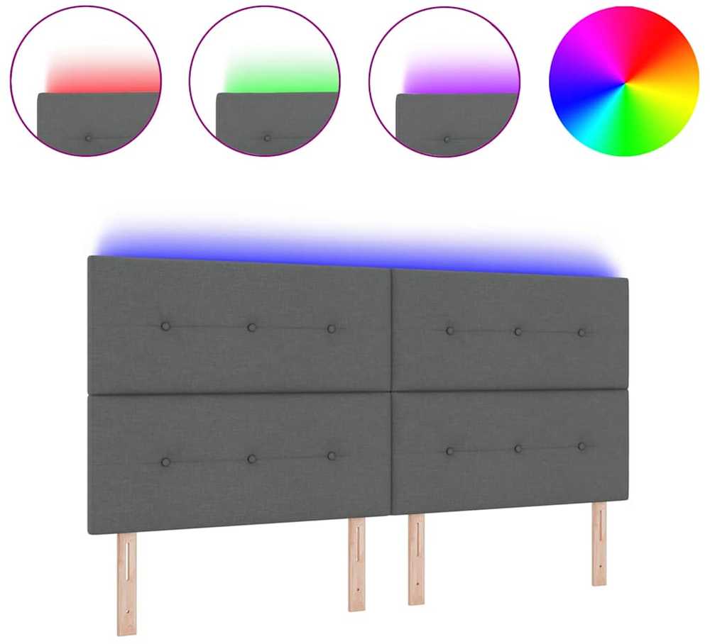 LED galvūgalis su LED juostelėmis Tamsiai pilka 200 cm audinys