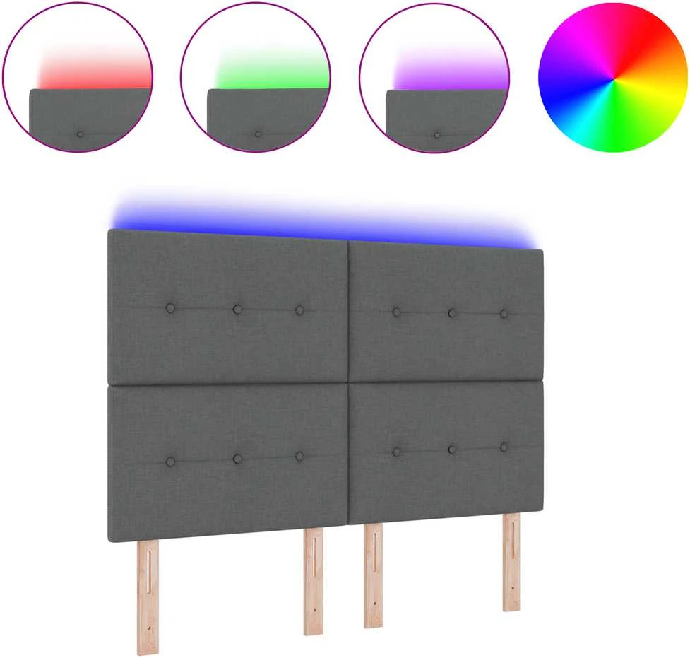 LED galvūgalis su LED juostelėmis Tamsiai pilka 144 cm audinys