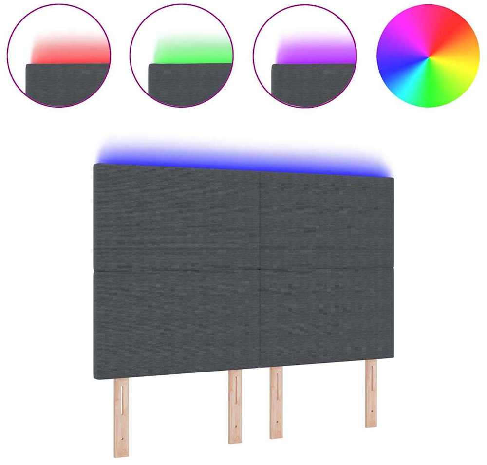 LED galvūgalis Tamsiai pilka 144 cm Kordūrinis audinys