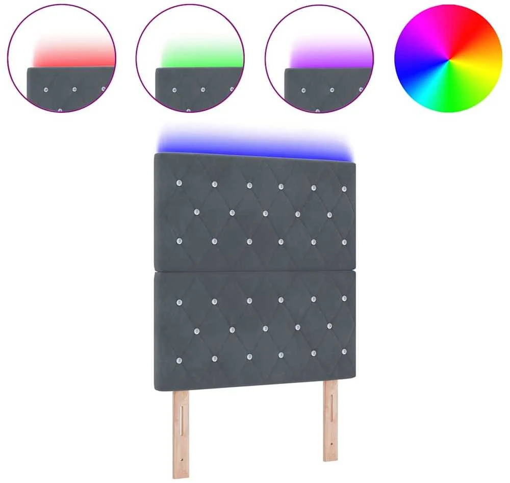 LED galvūgalis su LED juostelėmis Tamsiai pilka 80 cm Aksomas