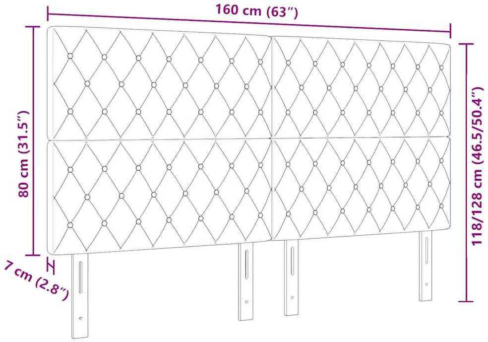 LED galvūgalis su LED juostelėmis Tamsiai pilka 160 cm Aksomas
