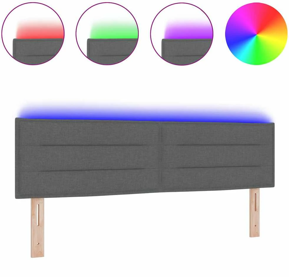 LED galvūgalis su LED juostelėmis Tamsiai pilka 160 cm audinys