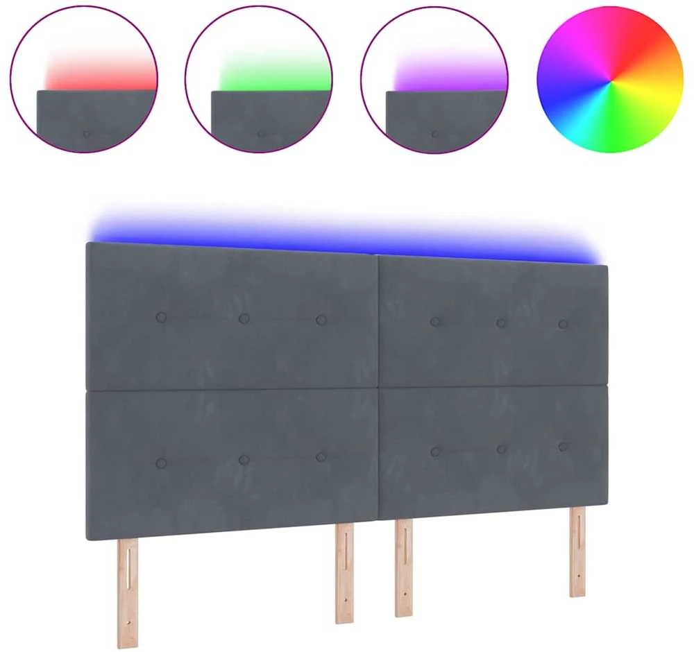 LED galvūgalis su LED juostelėmis Pilka 180 cm Aksomas
