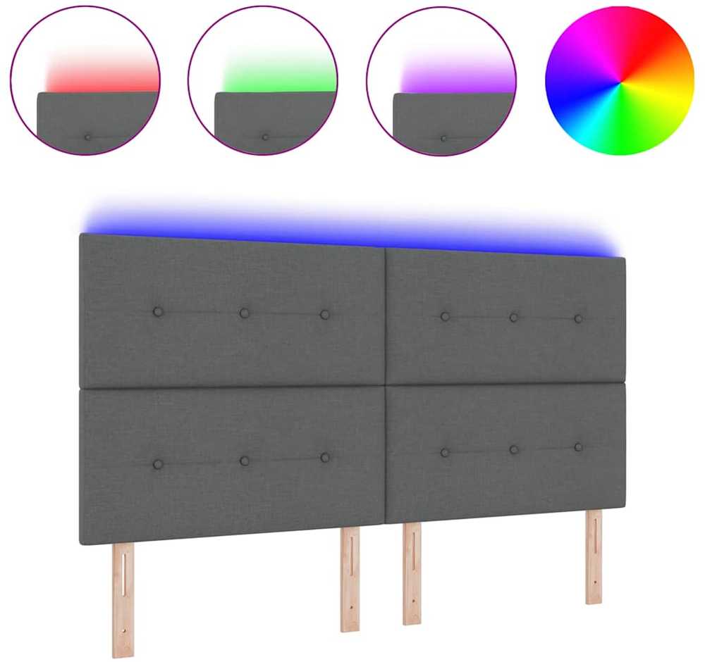 LED galvūgalis su LED juostelėmis Tamsiai pilka 180 cm audinys