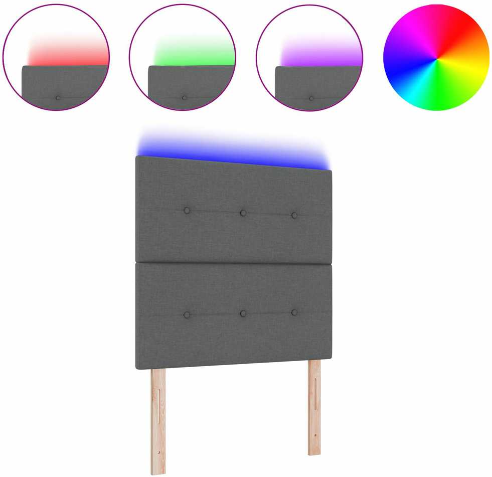 LED galvūgalis su LED juostelėmis Tamsiai pilka 90 cm audinys