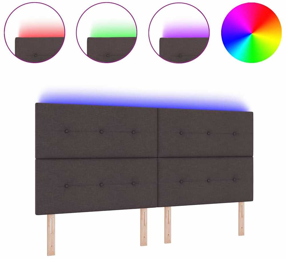 LED galvūgalis su LED juostelėmis Tamsiai rudas 200 cm audinys