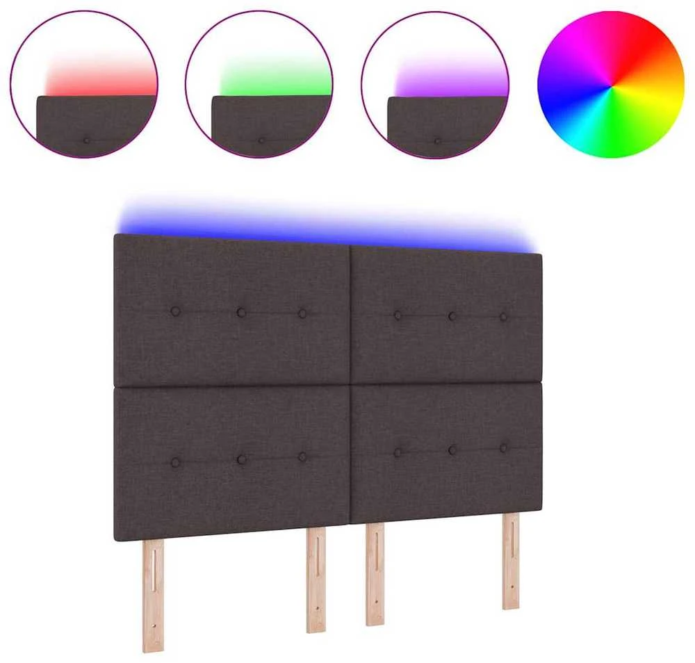 LED galvūgalis su LED juostelėmis Tamsiai rudas 160 cm audinys