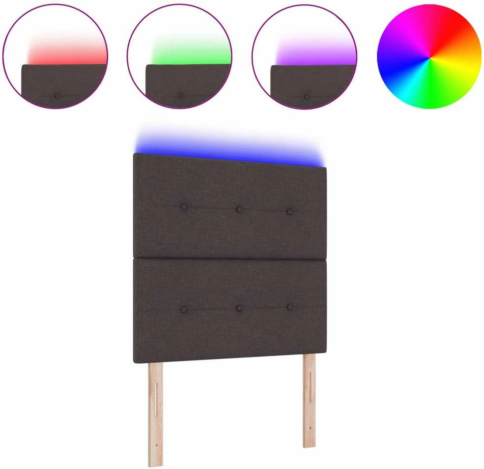 LED galvūgalis su LED juostelėmis Tamsiai rudas 90 cm audinys