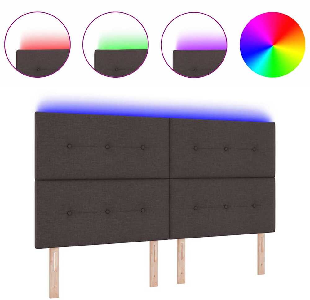 LED galvūgalis su LED juostelėmis Tamsiai rudas 180 cm audinys