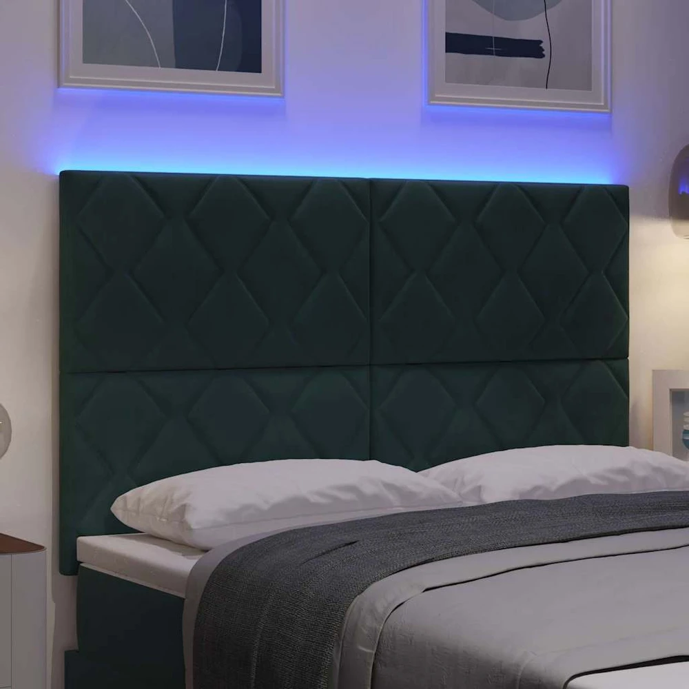 LED galvūgalis Tamsiai žalia 160 cm Aksomas