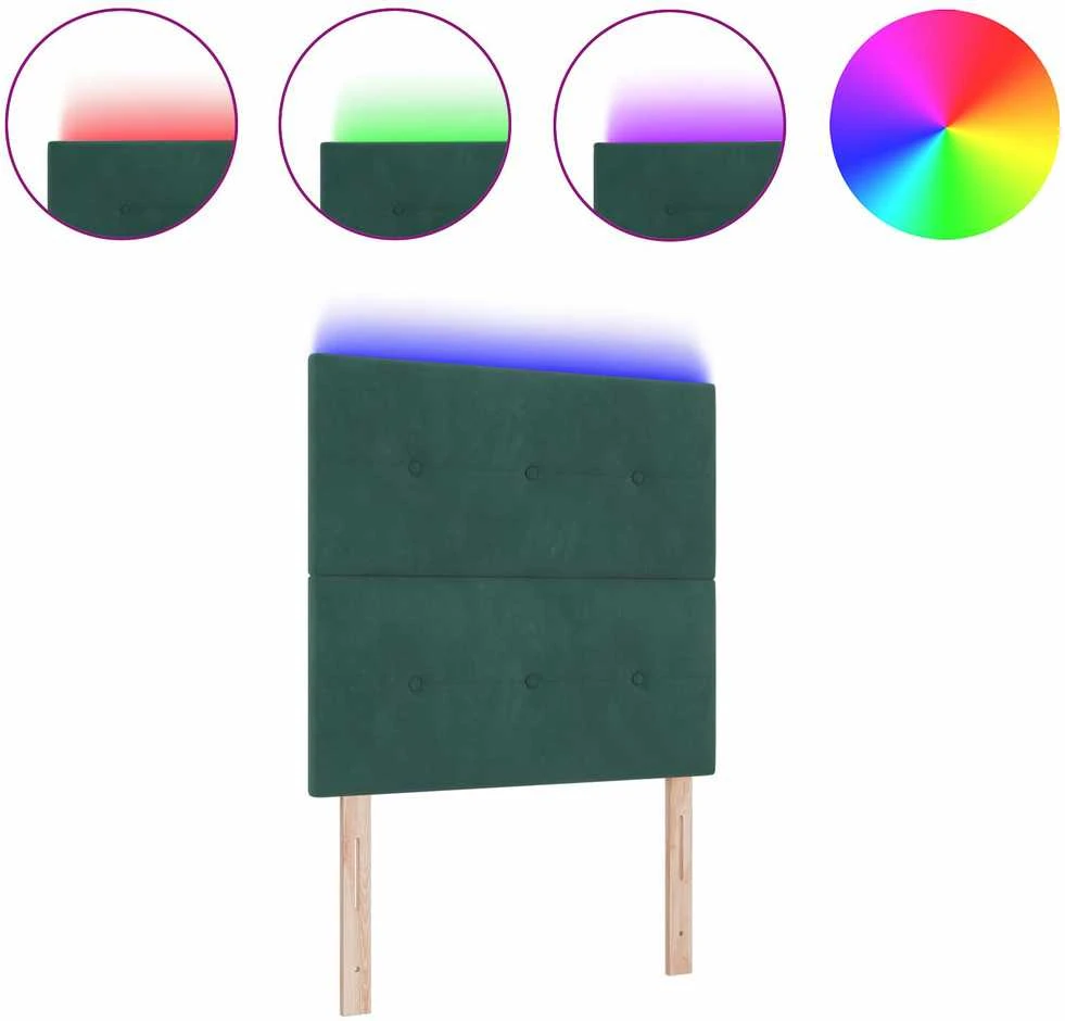 LED galvūgalis su LED juostelėmis Žalia 100 cm Aksomas