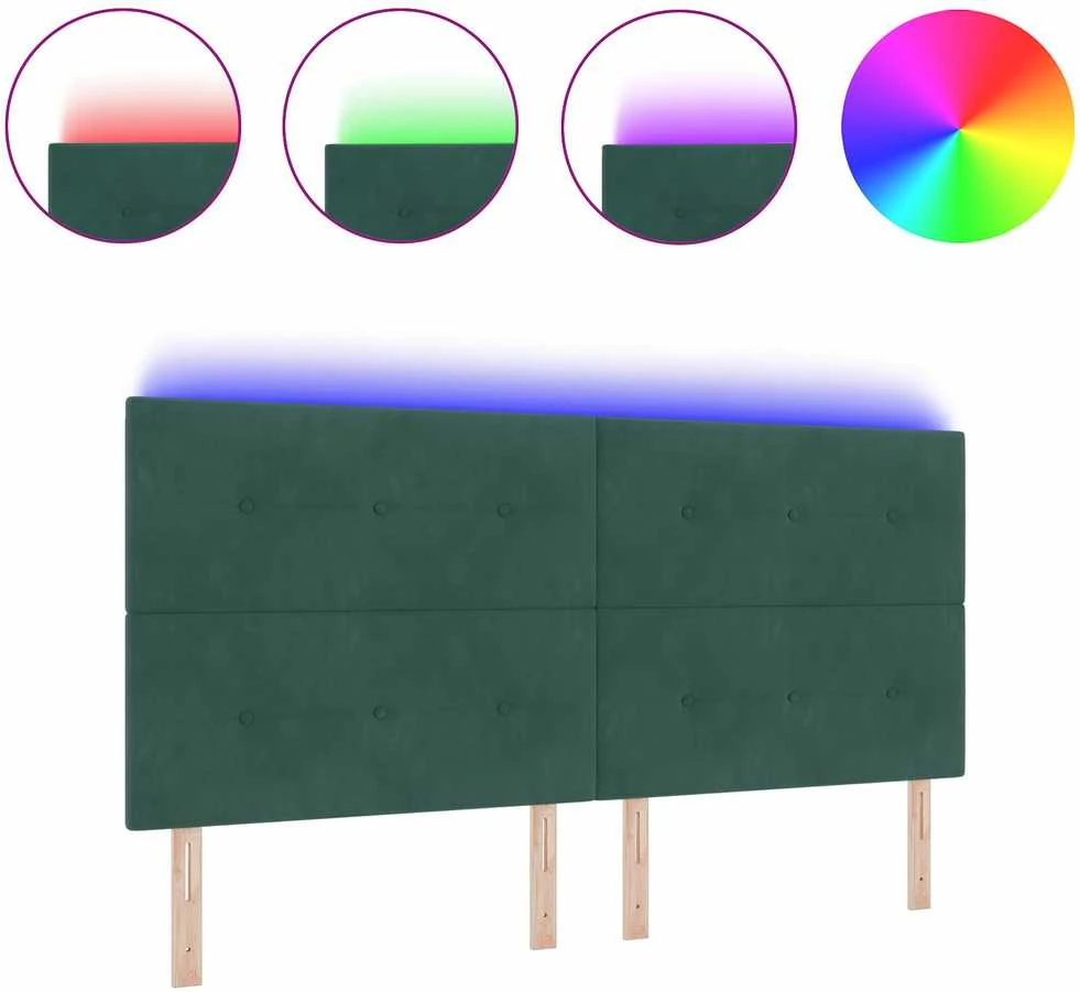 LED galvūgalis su LED juostelėmis Žalia 200 cm Aksomas