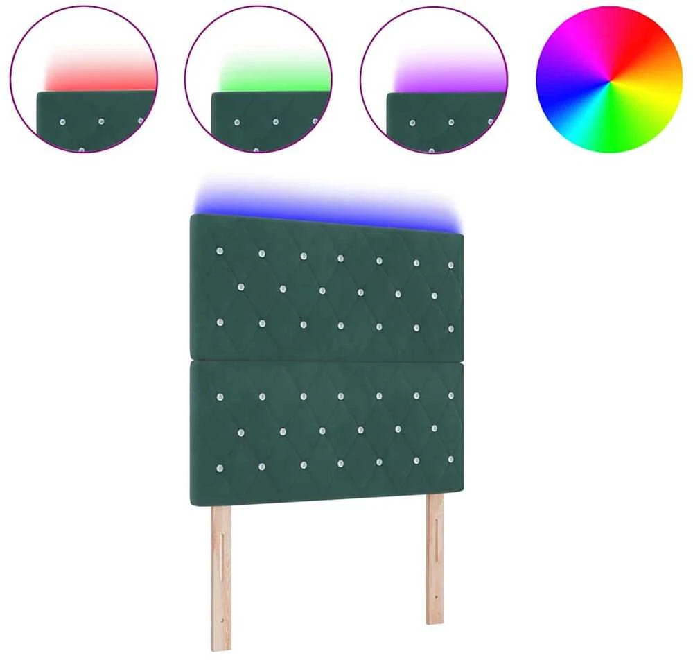 LED galvūgalis su LED juostelėmis Tamsiai žalia 100 cm Aksomas
