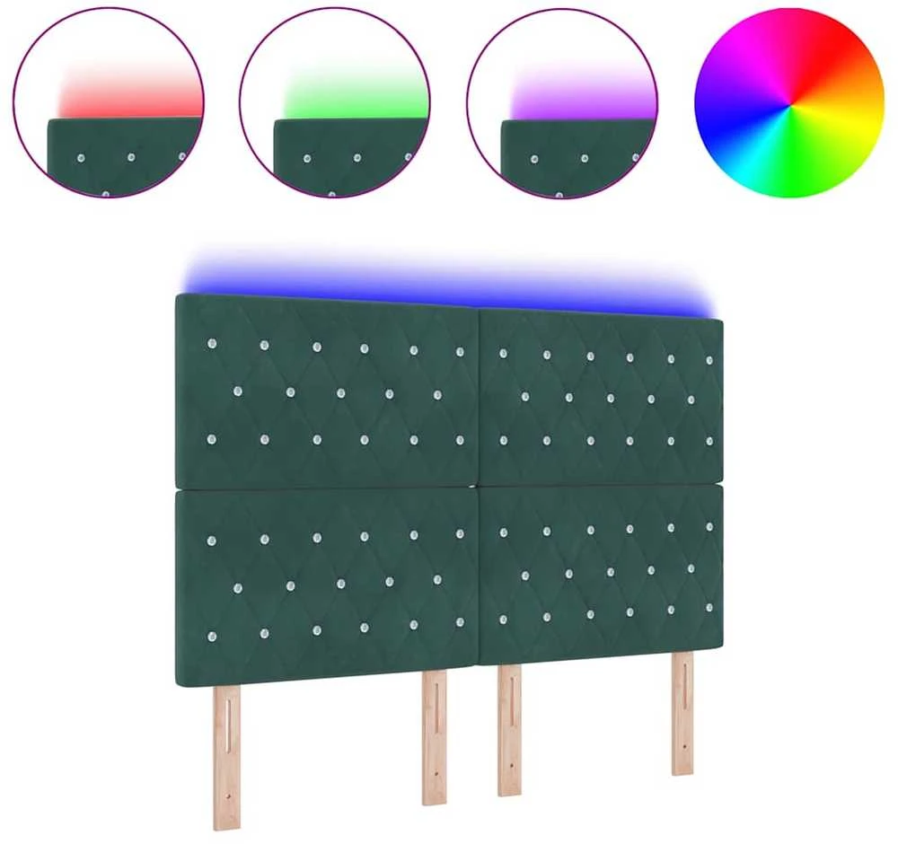 LED galvūgalis su LED juostelėmis Tamsiai žalia 144 cm Aksomas