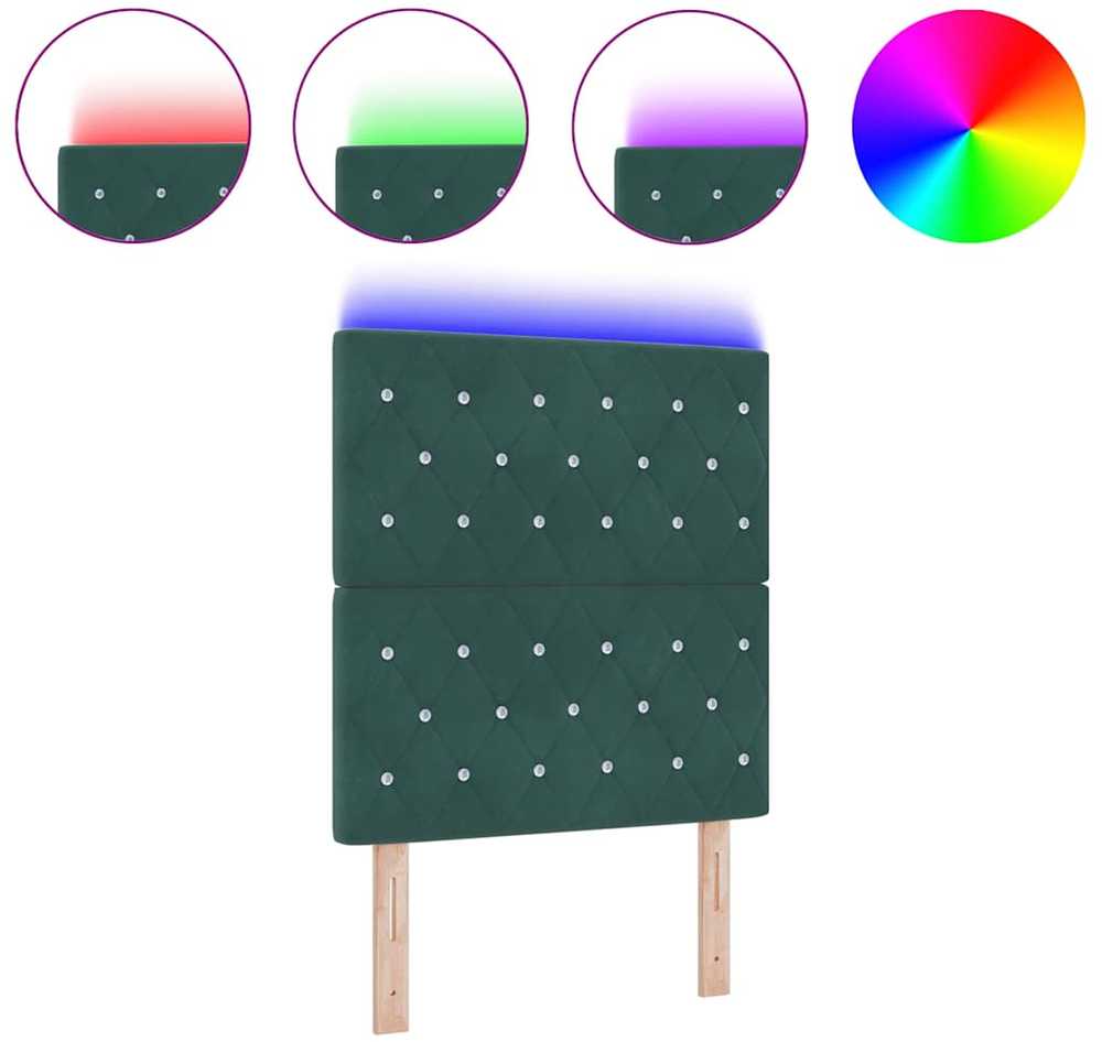 LED galvūgalis su LED juostelėmis Tamsiai žalia 80 cm Aksomas