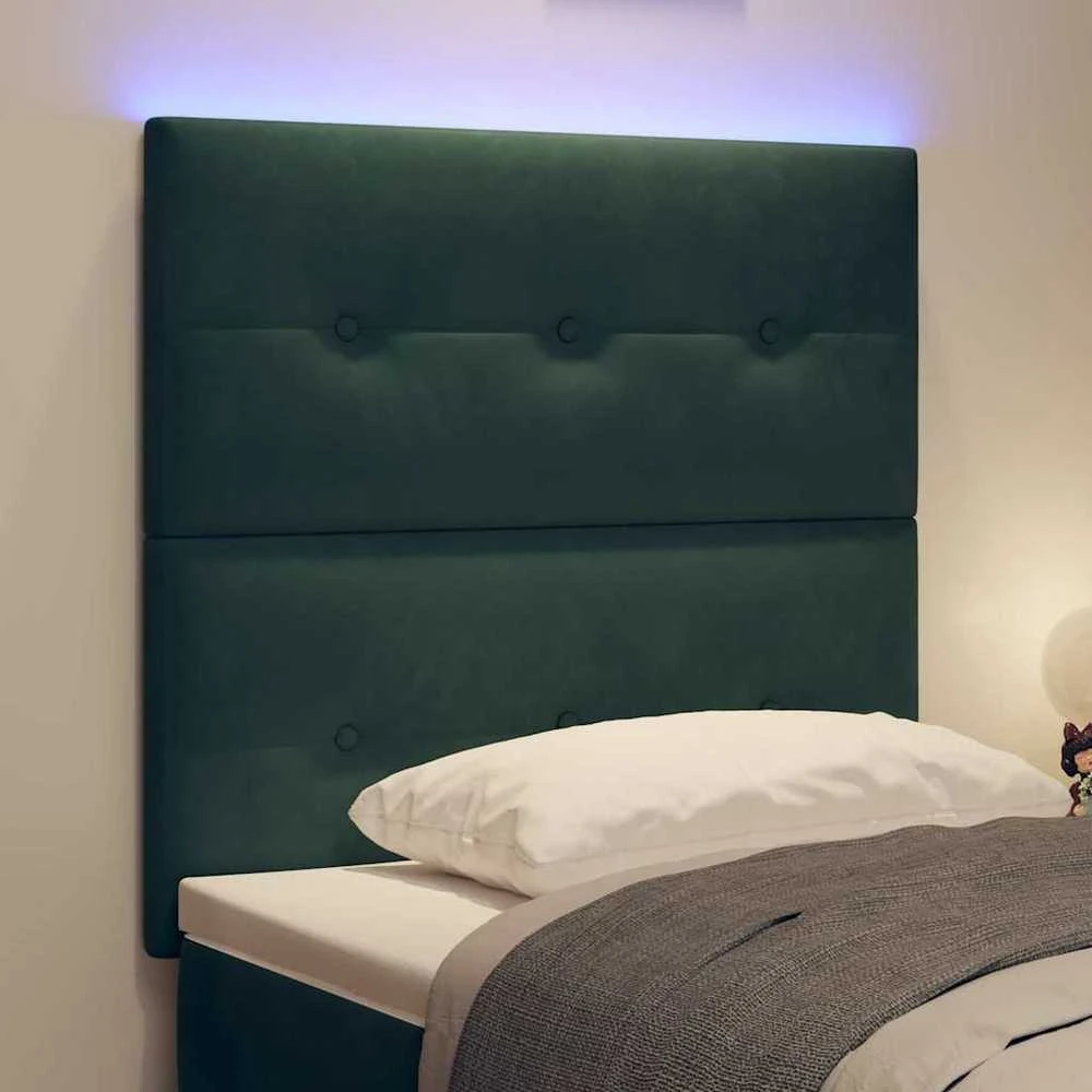 LED galvūgalis su LED juostelėmis Žalia 80 cm Aksomas