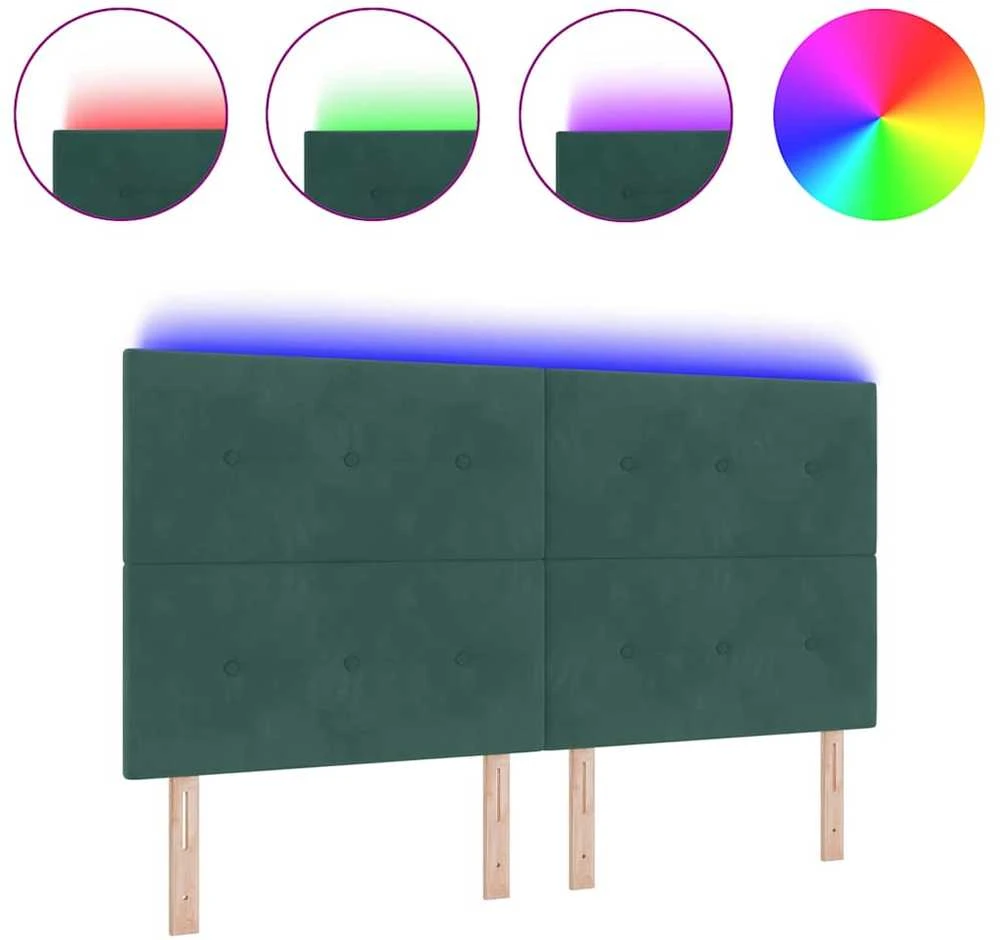 LED galvūgalis su LED juostelėmis Žalia 180 cm Aksomas