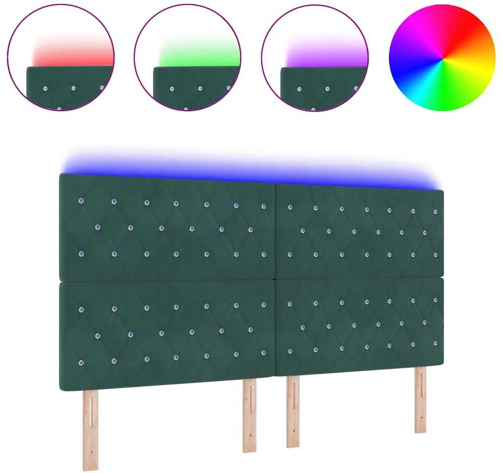 LED galvūgalis su LED juostelėmis Tamsiai žalia 180 cm Aksomas
