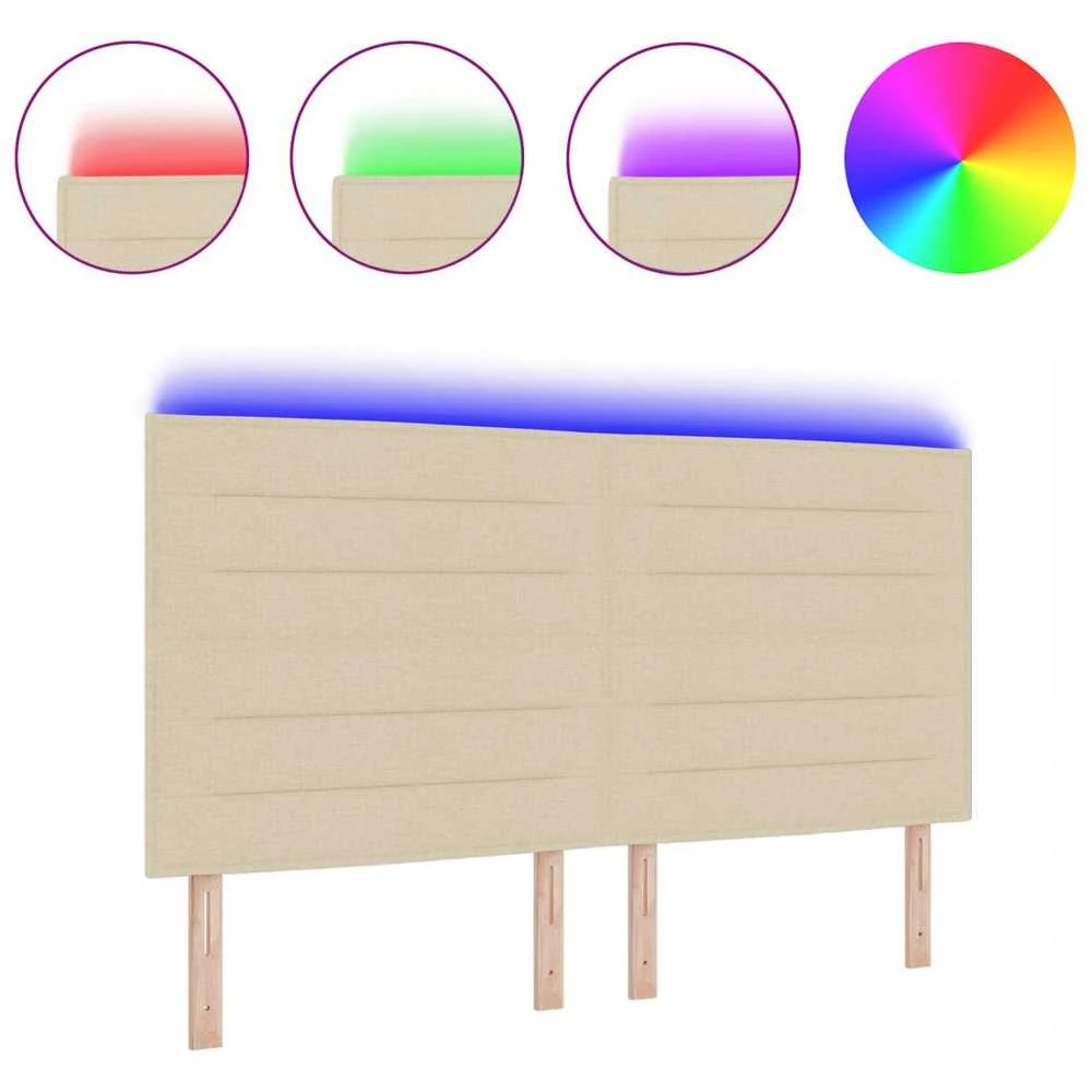LED galvūgalis su LED juostelėmis Kreminė 180 cm audinys