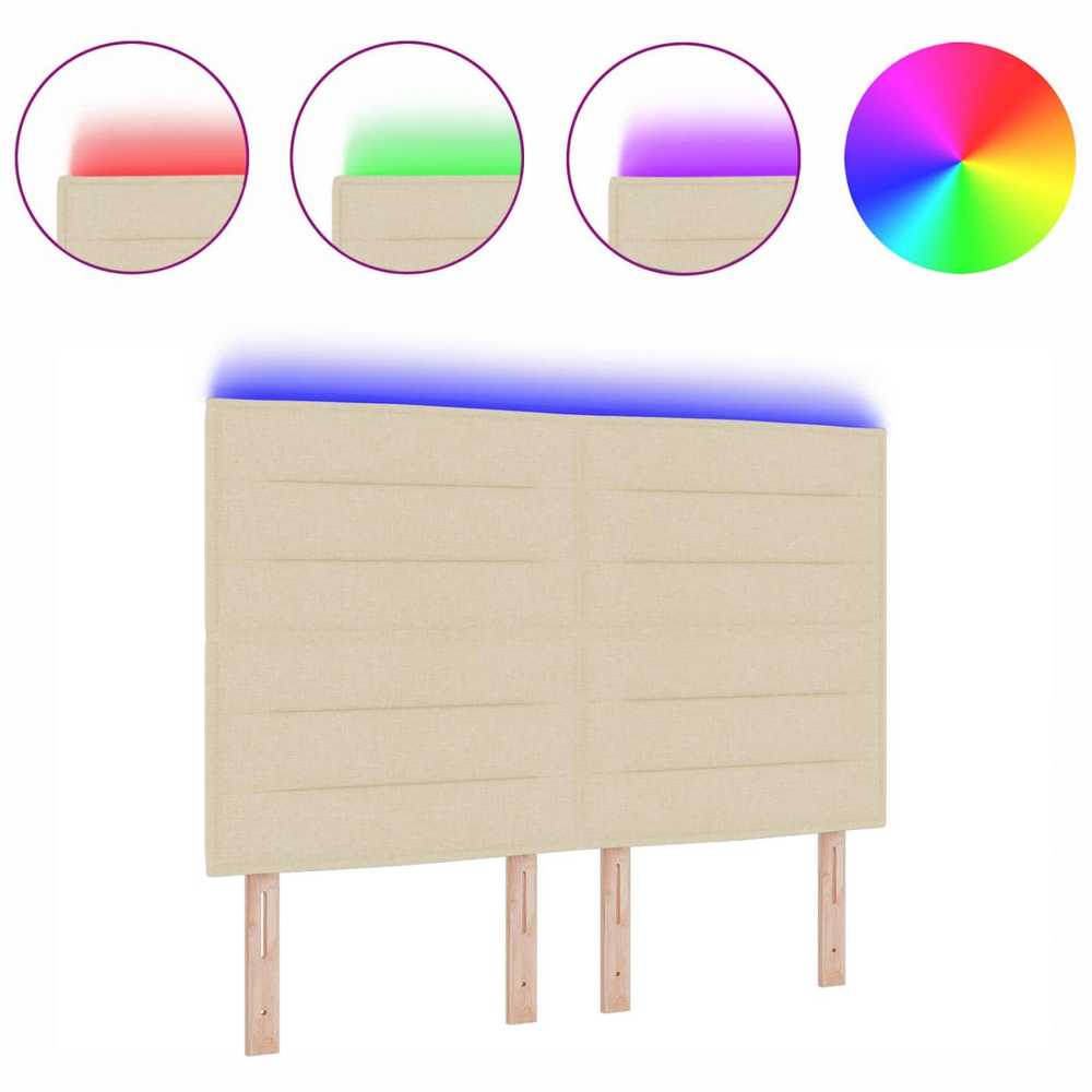 LED galvūgalis su LED juostelėmis Kreminė 160 cm audinys