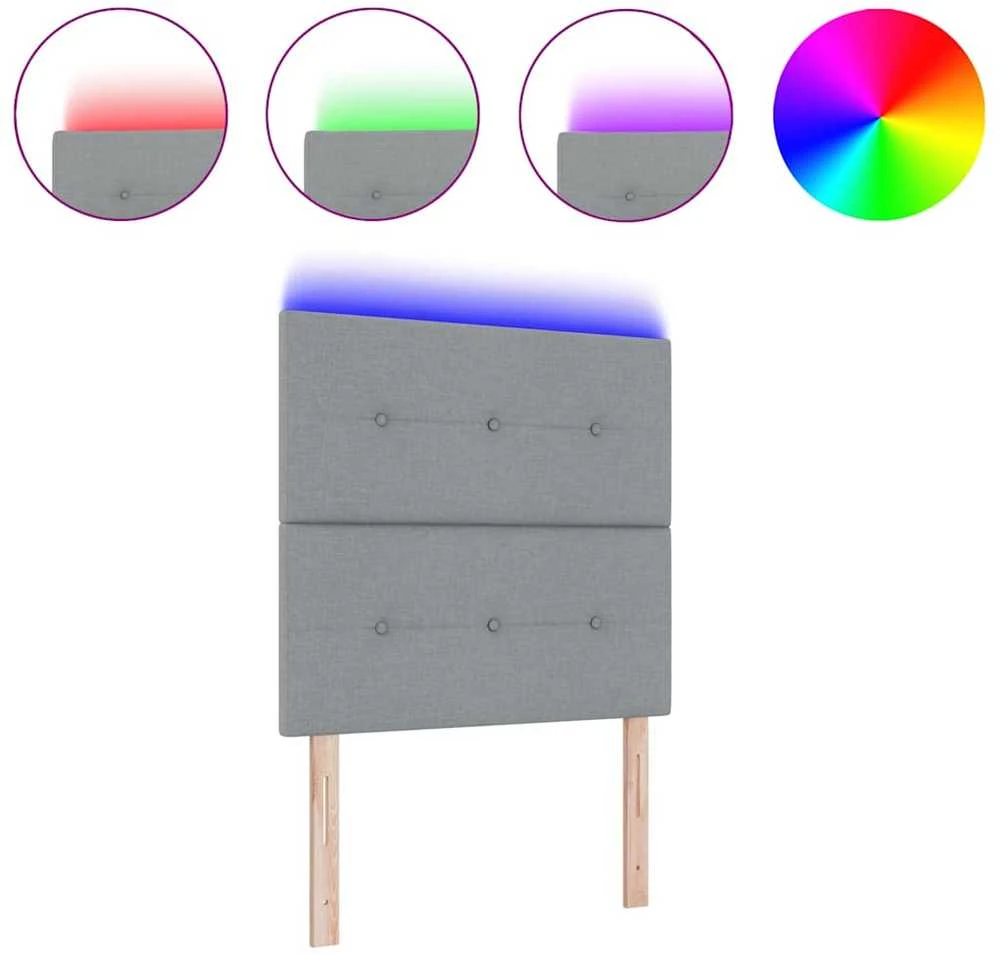 LED galvūgalis su LED juostelėmis Šviesiai pilka 90 cm audinys
