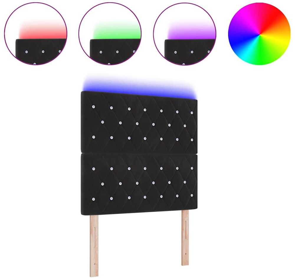 LED galvūgalis su LED juostelėmis Juodas 90 cm Aksomas
