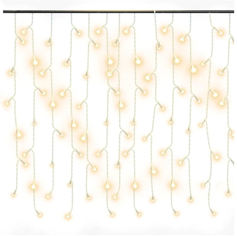 LED girlianda varvekliai, 10m, 400 šiltų baltų LED, 8 funkcijos