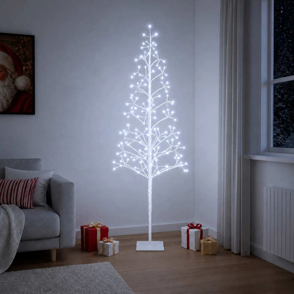 LED girliandų Kalėdų eglutė Balta 18 x 18 x 150 cm Plienas