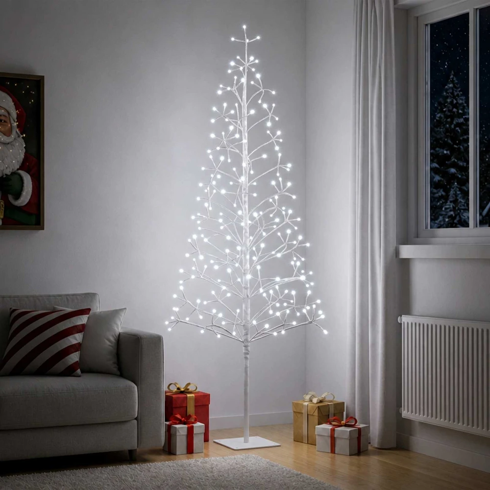 LED girliandų Kalėdų eglutė Balta 180 cm Plienas 196 LED