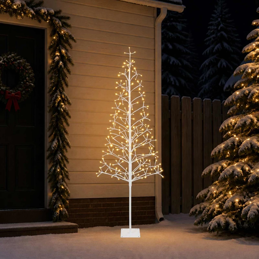LED girliandų Kalėdų eglutė Balta 20 x 20 x 180 cm Plienas