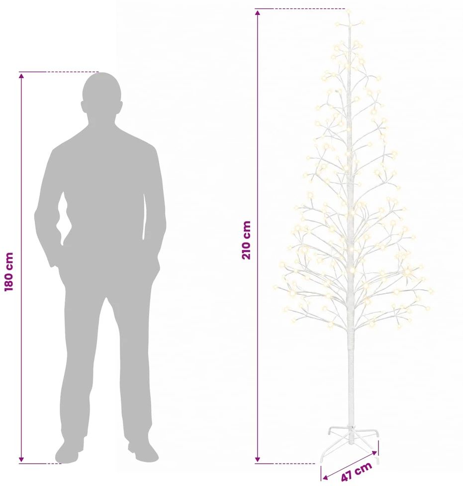 LED girliandų Kalėdų eglutė Balta 210 cm Plienas 228 LED