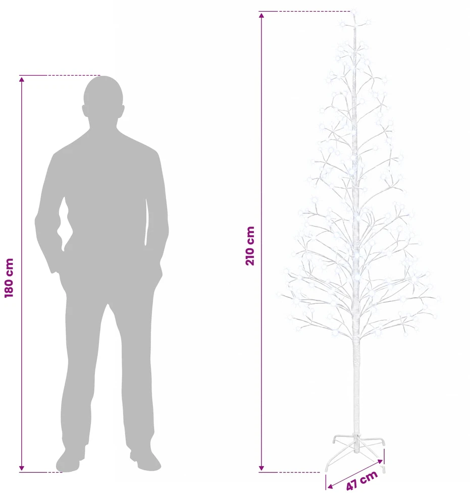 LED girliandų Kalėdų eglutė Balta 47 x 210 cm Plienas 228 LED