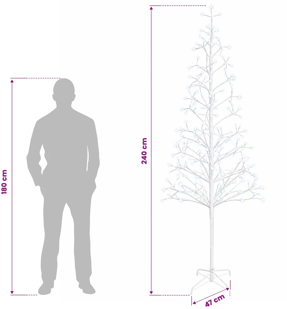 LED girliandų Kalėdų eglutė Balta 47 x 240 cm Plienas 268 LED