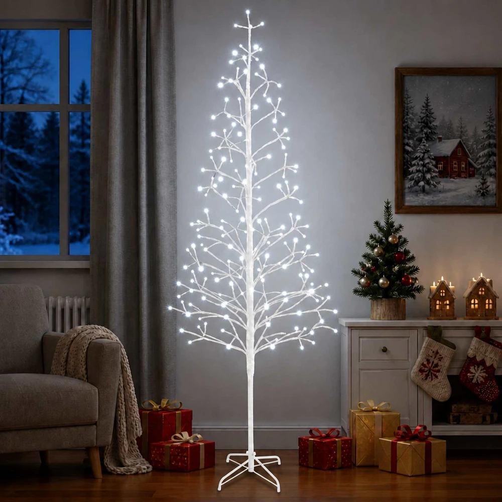 LED girliandų Kalėdų eglutė Balta 47 x 240 cm Plienas 268 LED