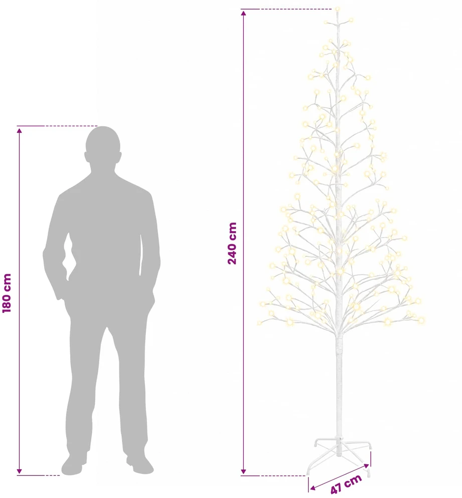 LED girliandų Kalėdų eglutė Balta 47 x 240 cm Plienas 268 LED