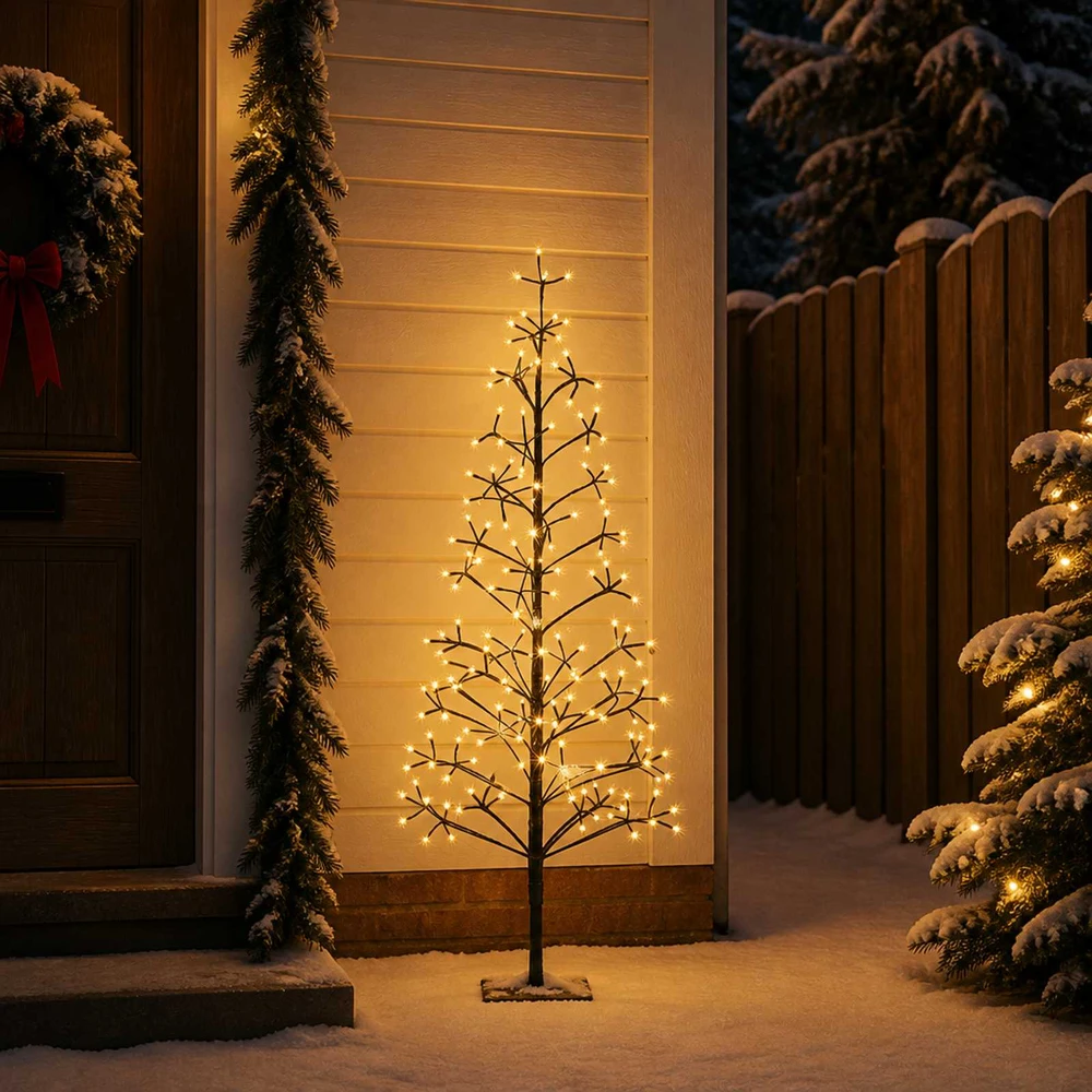 LED girliandų Kalėdų eglutė Juoda 150 cm Plienas 164 LED