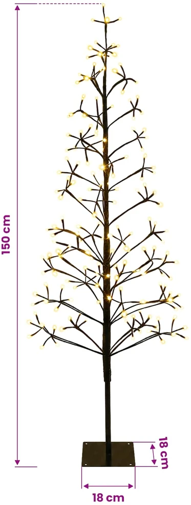 LED girliandų Kalėdų eglutė Juoda 150 cm Plienas 164 LED