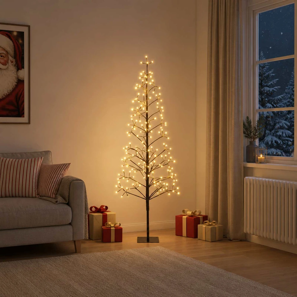 LED girliandų Kalėdų eglutė Juoda 150 cm Plienas 164 LED