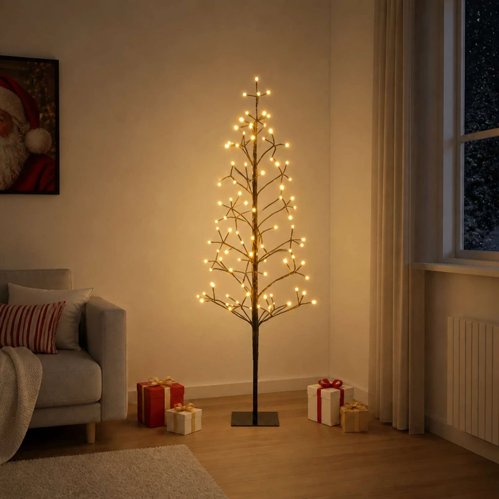 LED girliandų Kalėdų eglutė Juoda 18 x 18 x 120 cm Plienas
