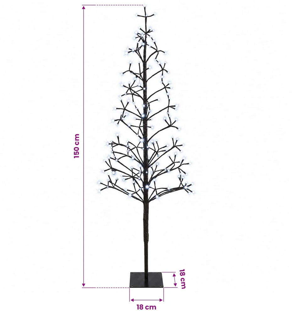 LED girliandų Kalėdų eglutė Juoda 18 x 18 x 150 cm Plienas