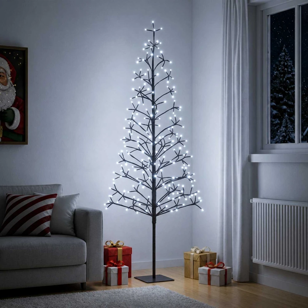 LED girliandų Kalėdų eglutė Juoda 180 cm Plienas 196 LED